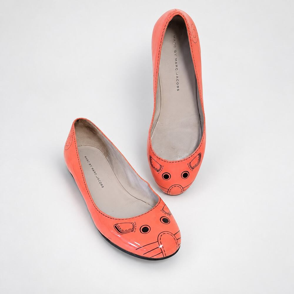 Marc by Marc Jacobs Mouse Orange Patent Leather Ballet Flats EU 38.5